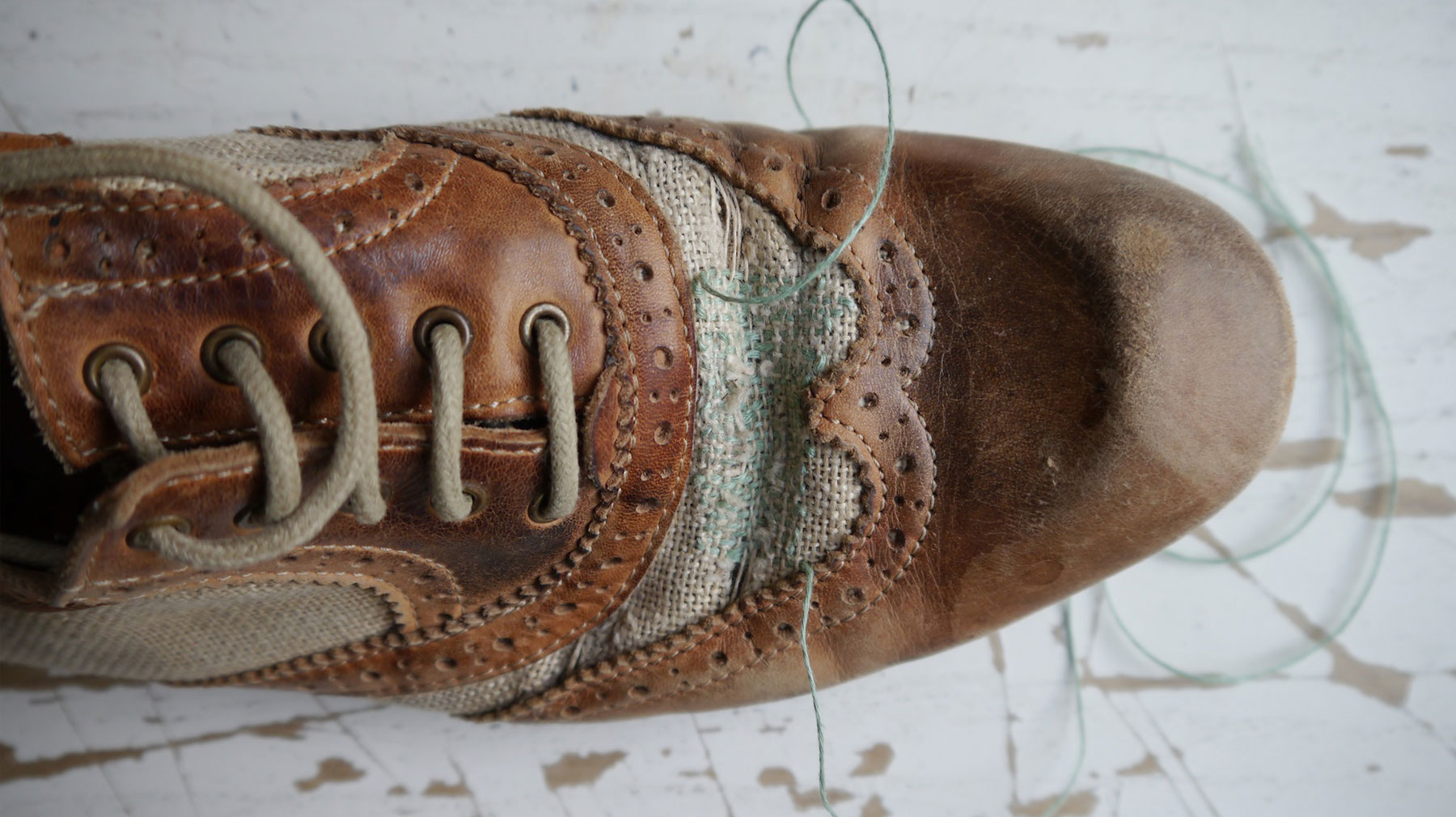 Repaired brogue shoe