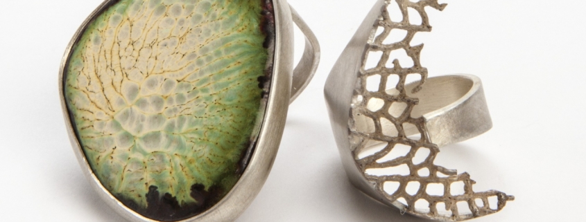 Claire Townsend, enamel ring green pattern