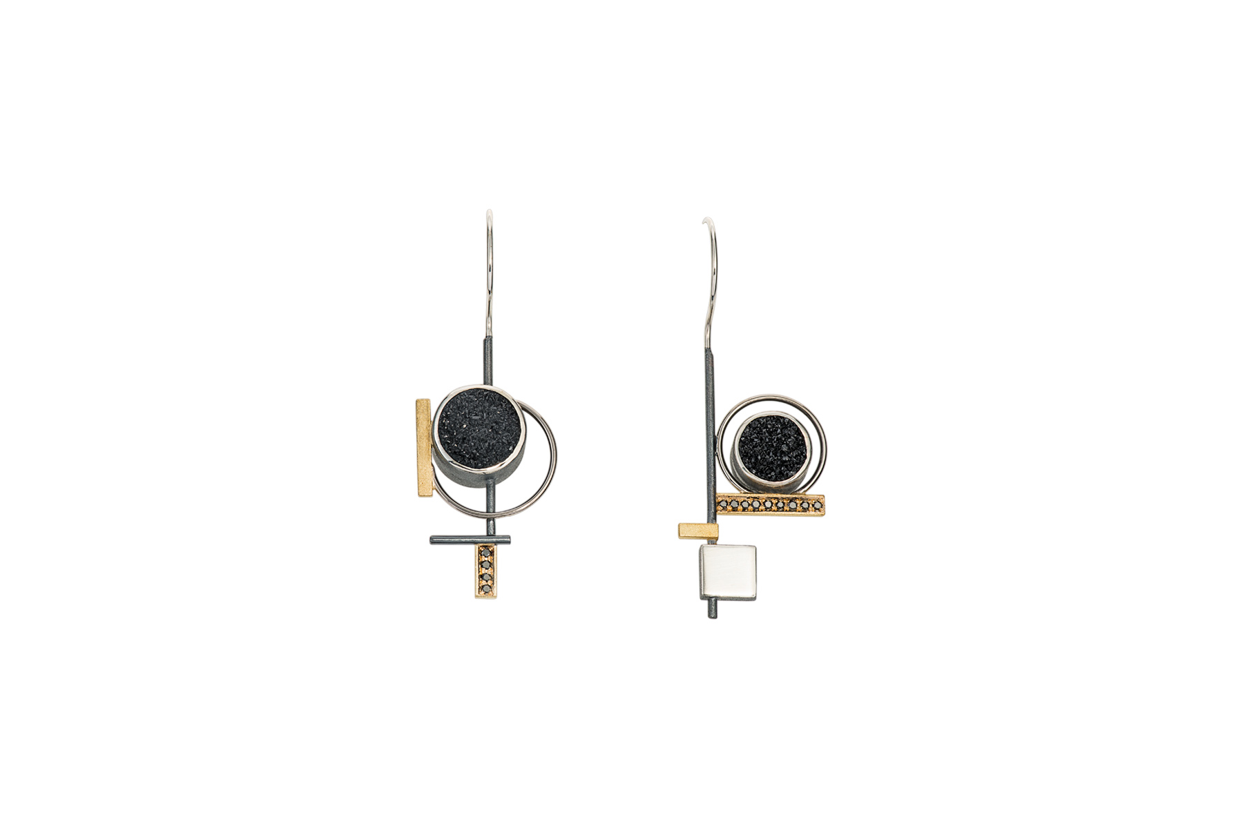 Janis Kerman, asymmetrical earrings