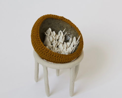 Holly OMeehan 'Untitled' crochet and ceramic